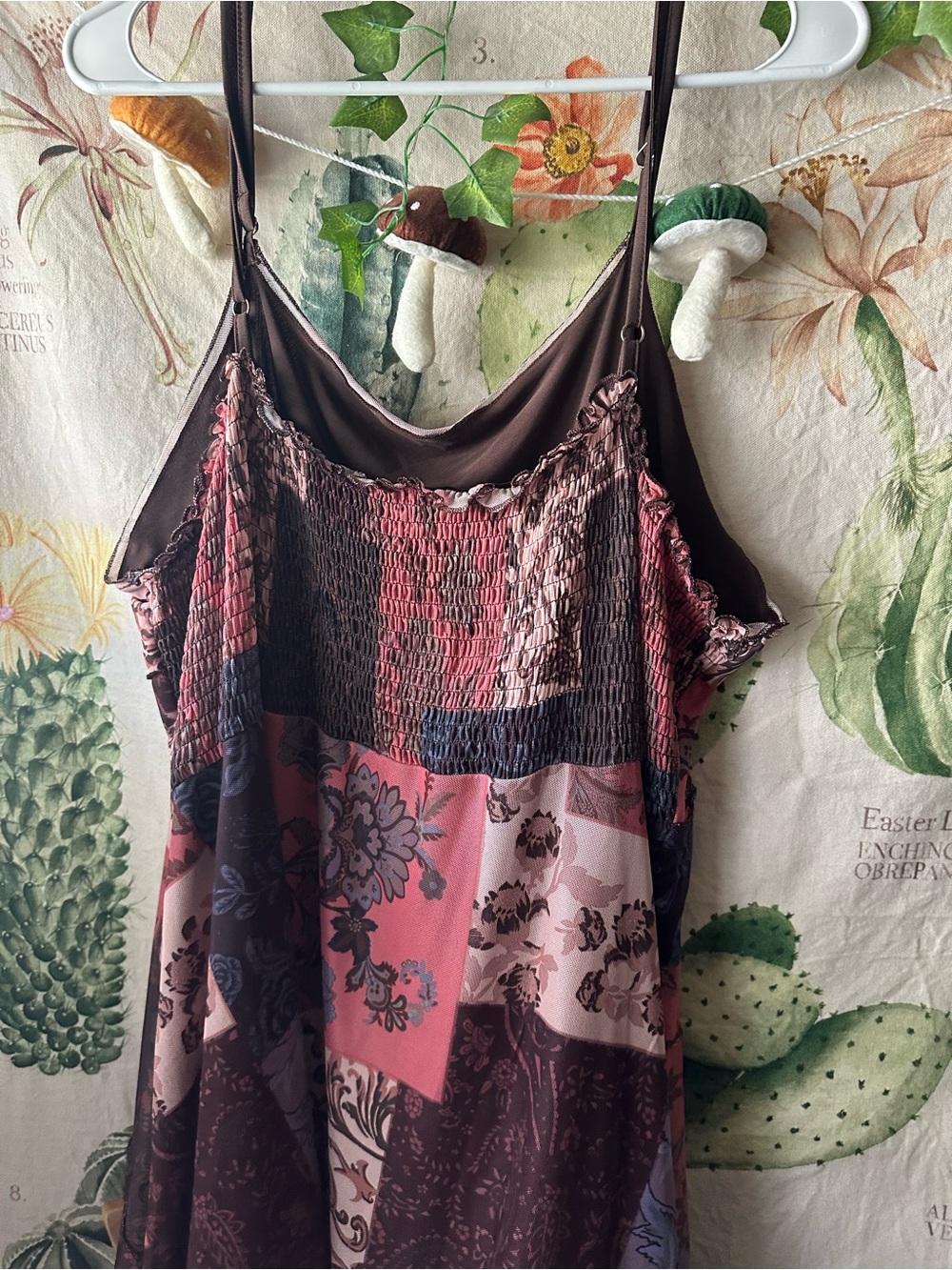 Cider Patchwork Satin Slip Dress in Rose and Plum - Picture 5 of 6